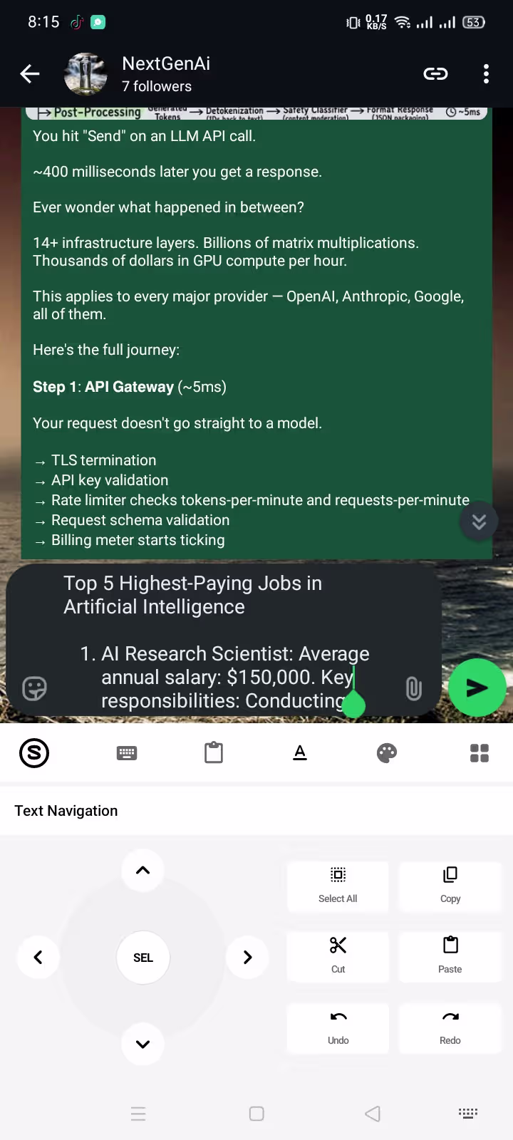 Synapse AI keyboard in WhatsApp — Generating Reply
